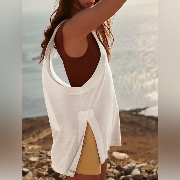 FP Movement by Free People Tops - Free People Movement Egret White / Ivory Slit Sides Utility Tank Top NWT Small